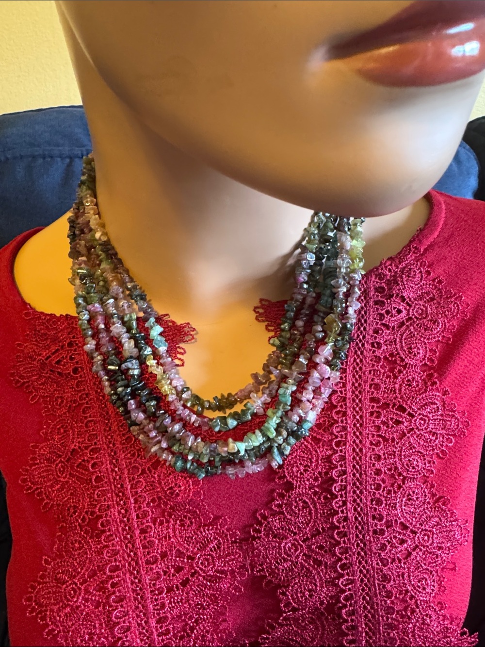 Jay king Mine Finds 5 strand multi-colored tourmaline necklace w/sterling clasp
